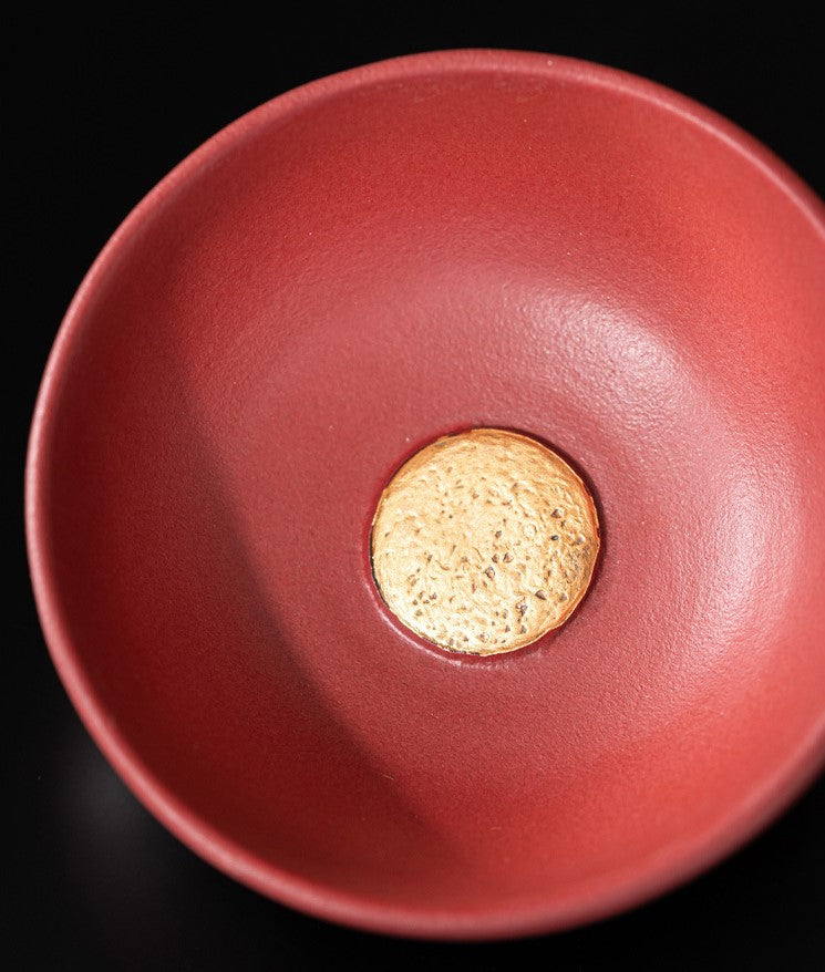Sun & Moon Harmony — Handcrafted Forbidden City red Porcelain Tea Cup Set