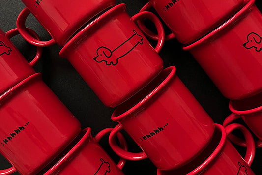 Puppy Cheer – Handcrafted Red Christmas Ceramic Mug