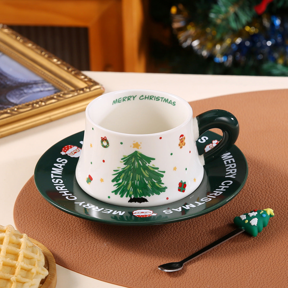Joyful Harmony – Handcrafted Christmas Ceramic Cup & Saucer Gift Set
