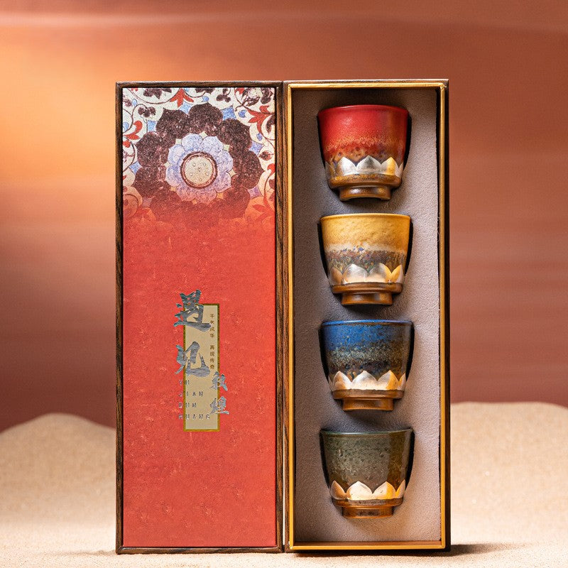 Dunhuang Four Seasons Porcelain Tea Cup Gift Set