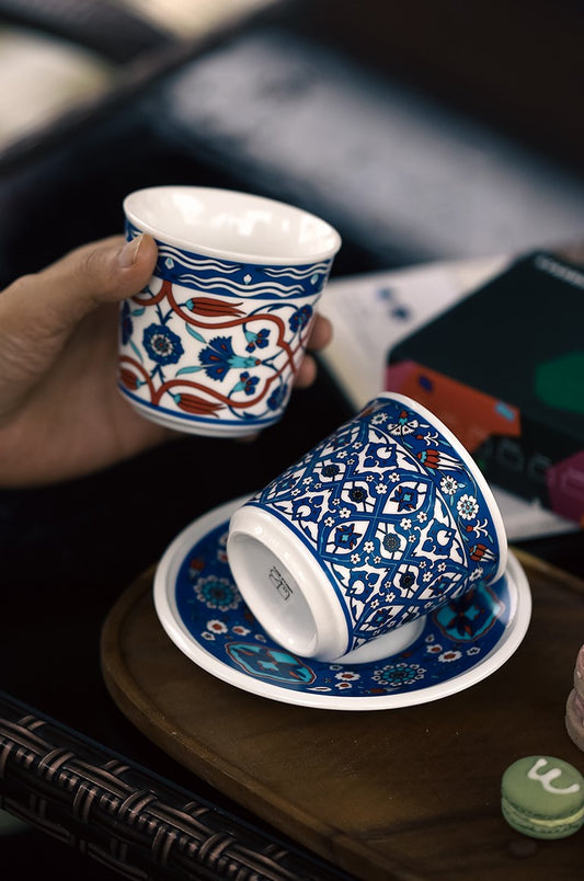 Patterned Grace – Handcrafted Ceramic Coffee Cup & Saucer Set
