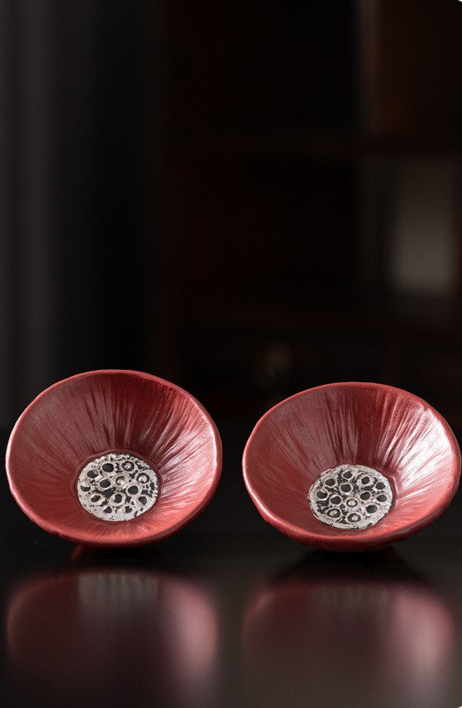 Lotus Bloom – Handcrafted Forbidden City red Porcelain Tea Cup