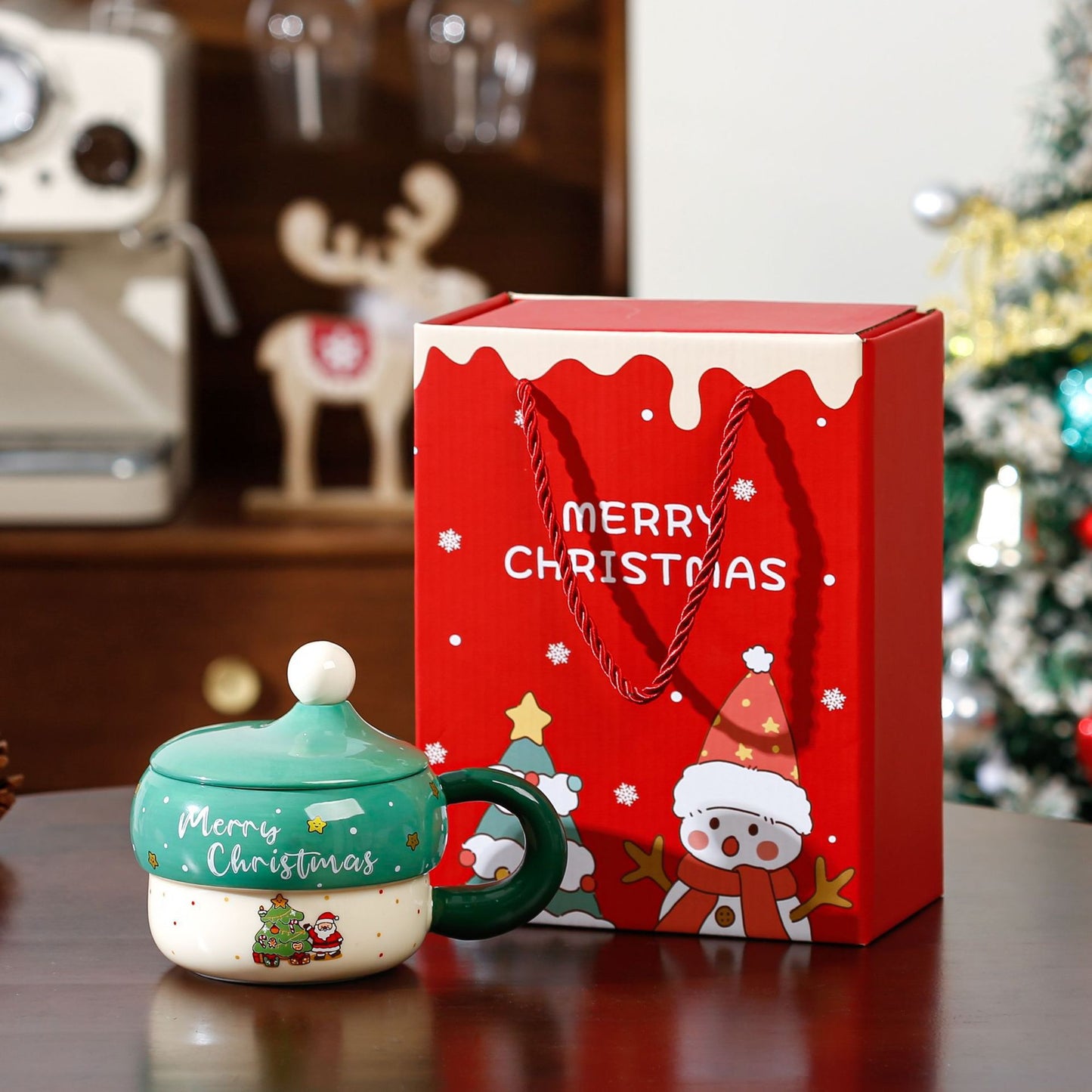 Snowy Wishes – Handcrafted Christmas Ceramic Mug Gift Set