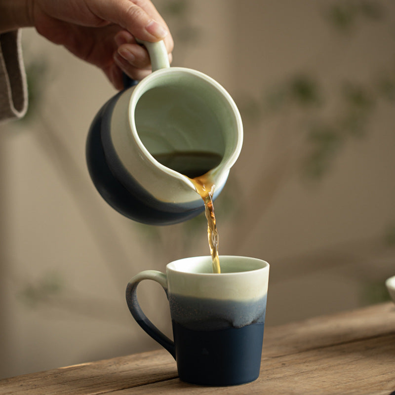 Azure Flow Tranquility – Handcrafted Porcelain Pour-Over Coffee Set