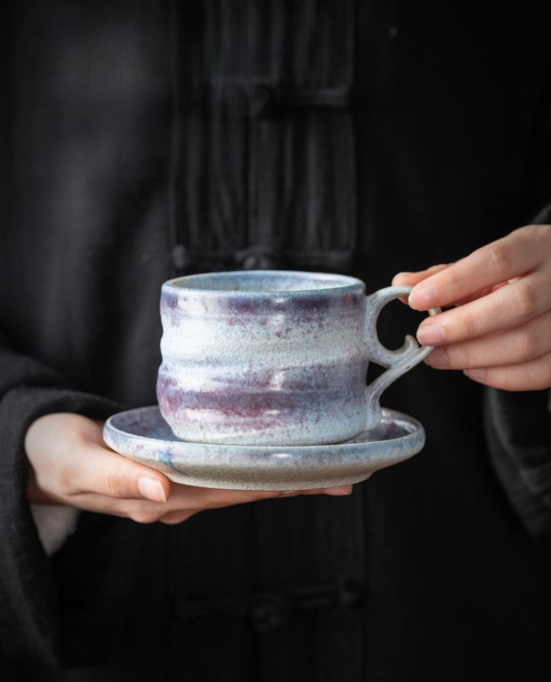 Kiln-Change Harmony – Handcrafted Porcelain Coffee Cup & Saucer Set