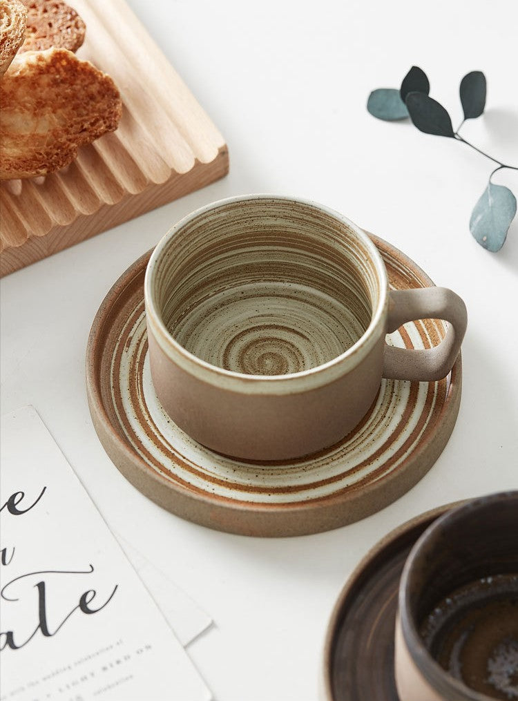 Earthbound Grace – Handcrafted Porcelain Coffee Cup & Saucer Set