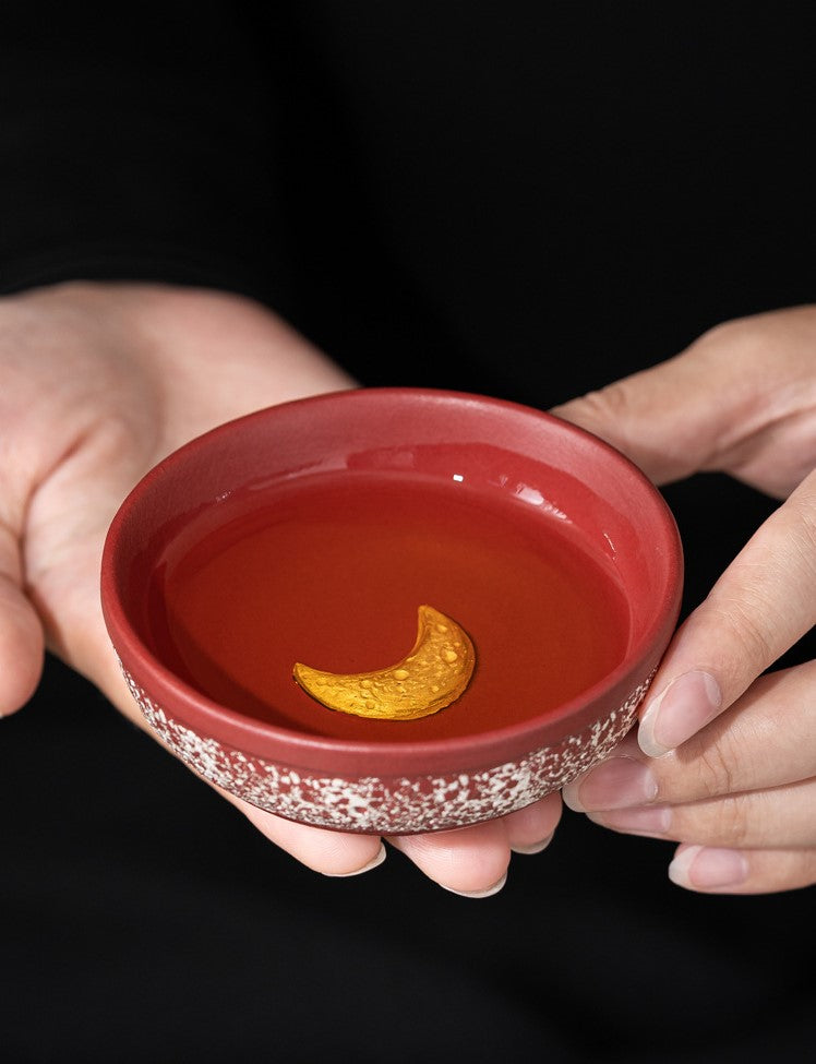 Sun & Moon Harmony — Handcrafted Forbidden City red Porcelain Tea Cup Set