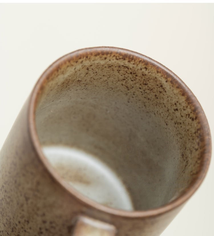 Earthen Stillness – Handcrafted Rustic Ceramic Straight Coffee Cup with Saucer