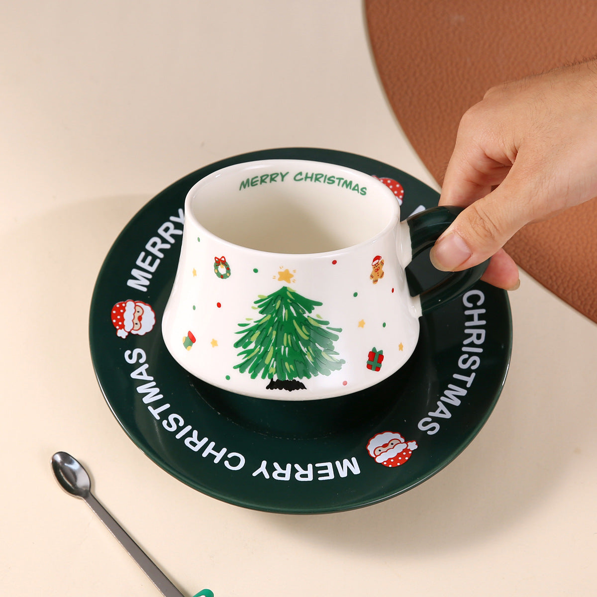 Joyful Harmony – Handcrafted Christmas Ceramic Cup & Saucer Gift Set