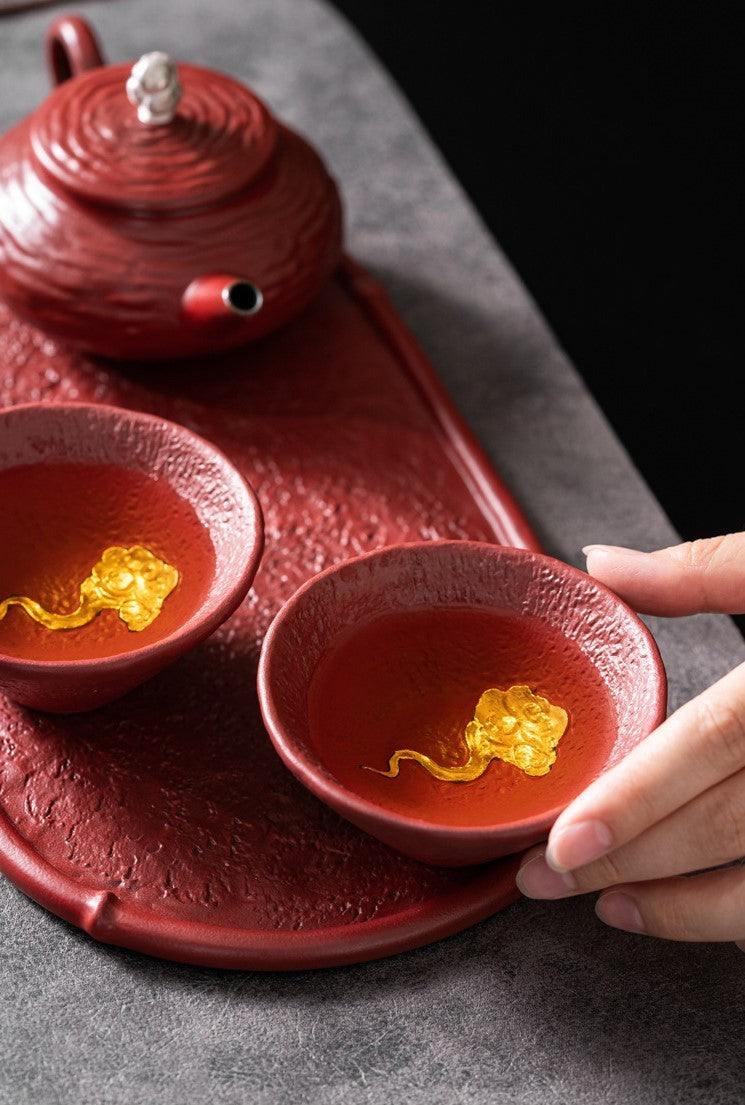 Auspicious Clouds – Handcrafted Forbidden City red Porcelain Tea Cup