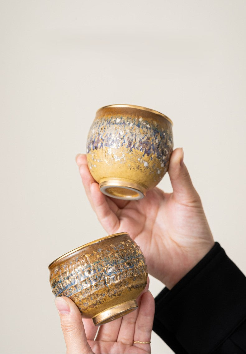 Eternal Union — Handmade Four-Color Kiln-Glazed Ceremony Tea Cup Gift Set