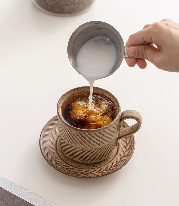 Rustic Harmony – Handcrafted Porcelain Coffee Cup & Saucer Set