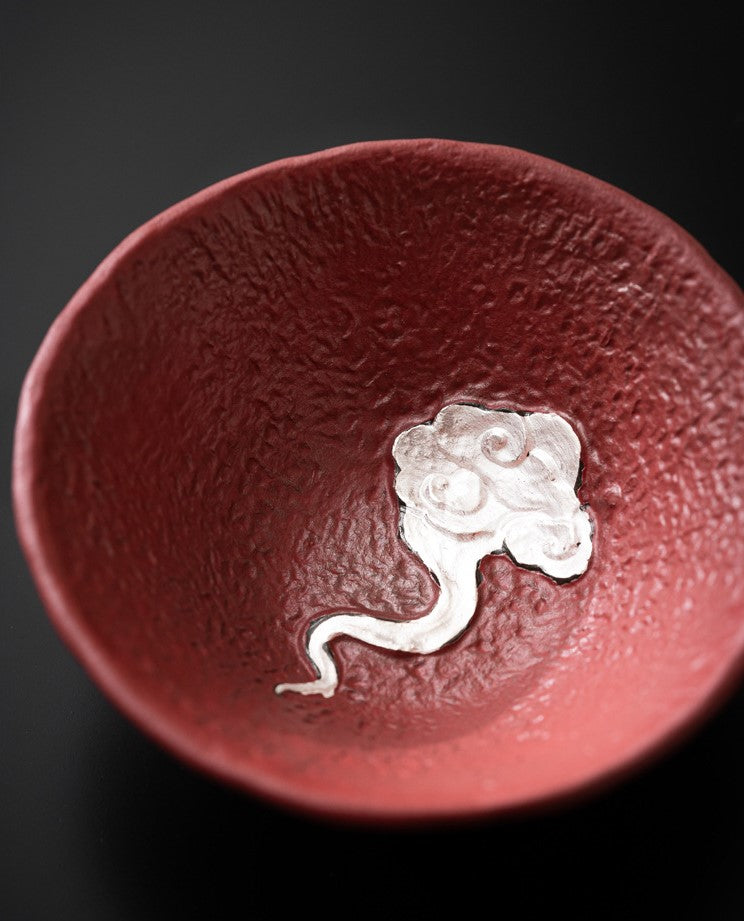 Auspicious Clouds – Handcrafted Forbidden City red Porcelain Tea Cup