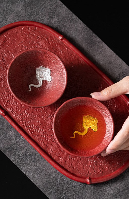 Auspicious Clouds – Handcrafted Forbidden City red Porcelain Tea Cup