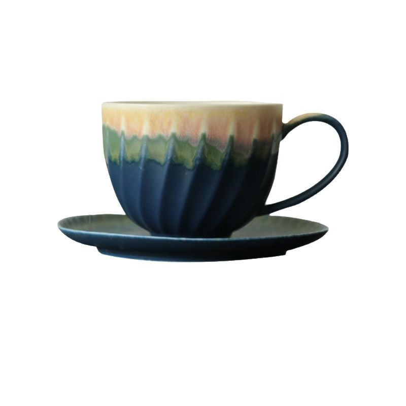 Spiral Gradient – Handcrafted Kiln-Change Ceramic Coffee Cup & Saucer