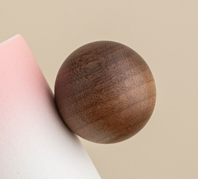 Cloud & Orb – Handcrafted Porcelain Mug with Wooden Sphere Handle & Saucer