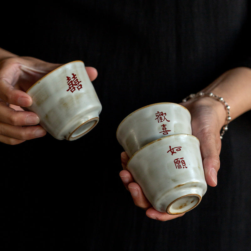 Blessings in Every Sip — Handmade Jingdezhen Teacup & Handle Teapot Sets
