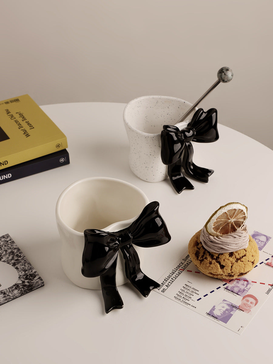 Ribbon Grace — Handmade Porcelain Coffee Cup