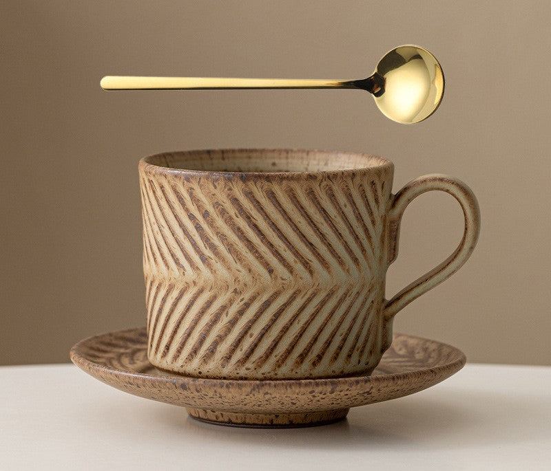 Rustic Harmony – Handcrafted Porcelain Coffee Cup & Saucer Set