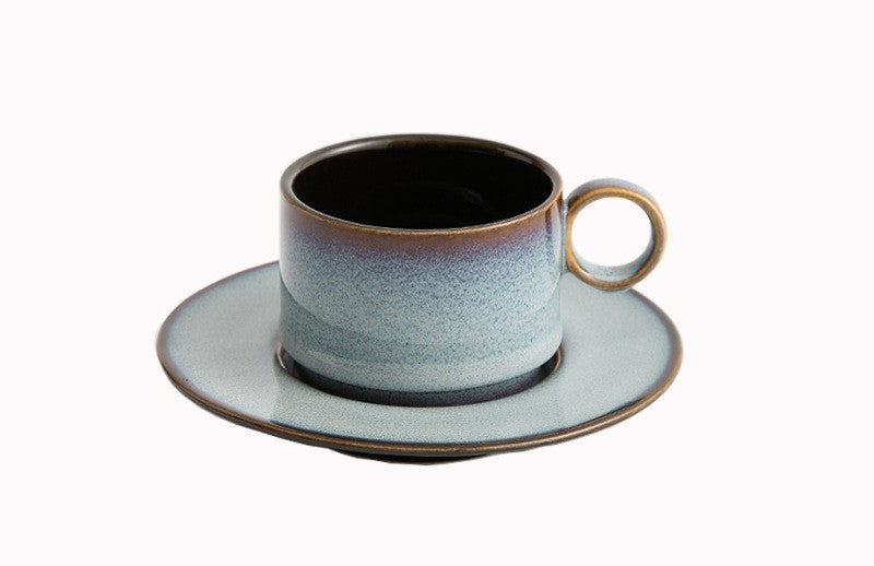 Kiln-Change Serenity – Handcrafted Porcelain Coffee Cup & Saucer Set