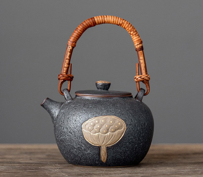 Lotus Serenity — Handmade Black Glaze Porcelain Tea Sets