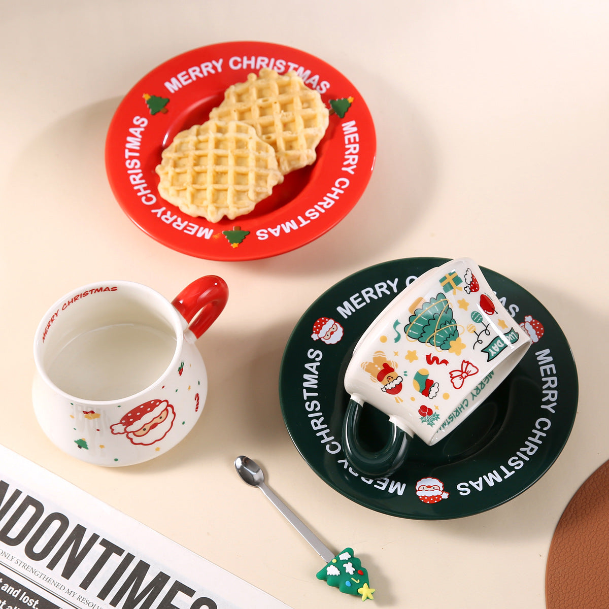 Joyful Harmony – Handcrafted Christmas Ceramic Cup & Saucer Gift Set