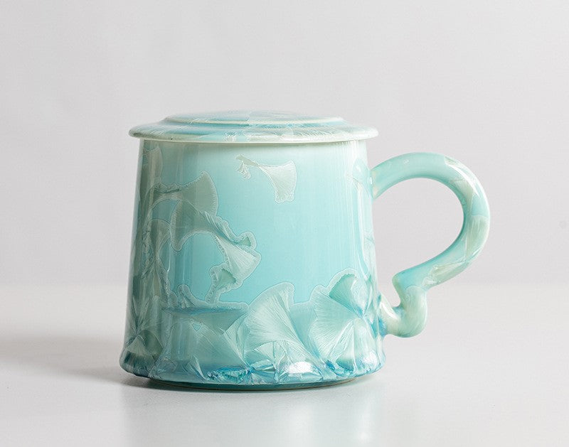 Crystal Bloom – Porcelain Glaze Coffee Mug, Artisan Made