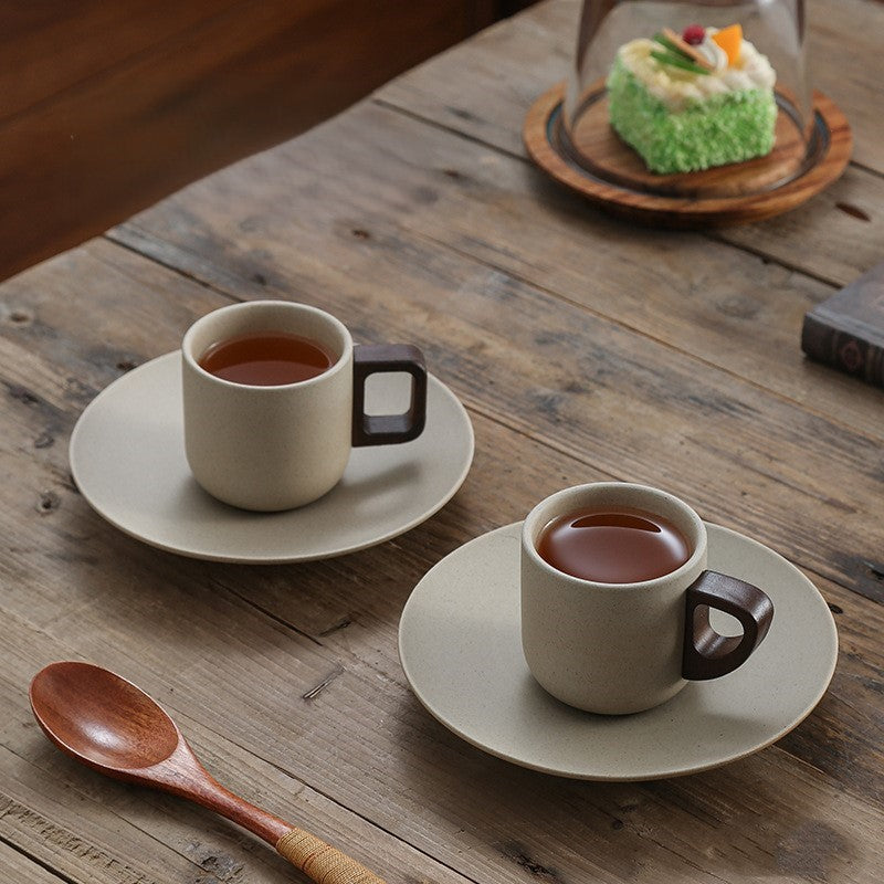 Earthen Stillness – Minimalist Ceramic Coffee Cup & Saucer Set
