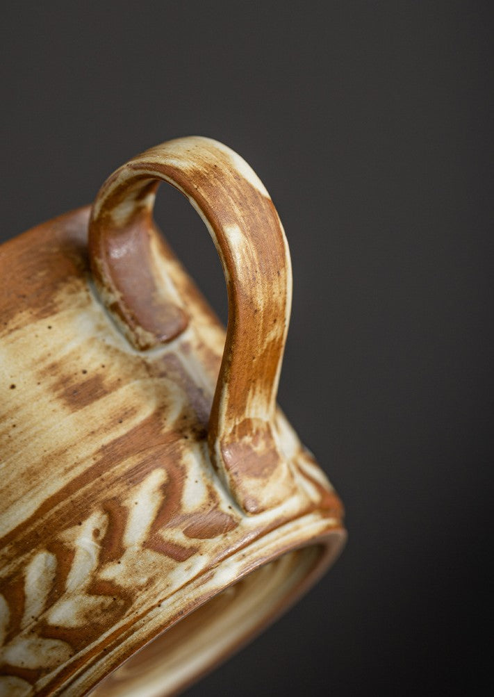 Wheat Harmony – Handcrafted Vintage Ceramic Coffee Cup & Saucer Set