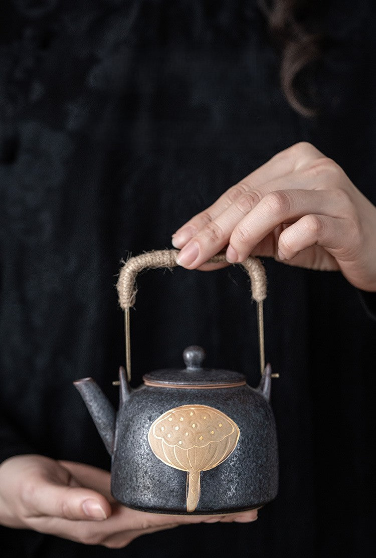Lotus Serenity — Handmade Black Glaze Porcelain Tea Sets