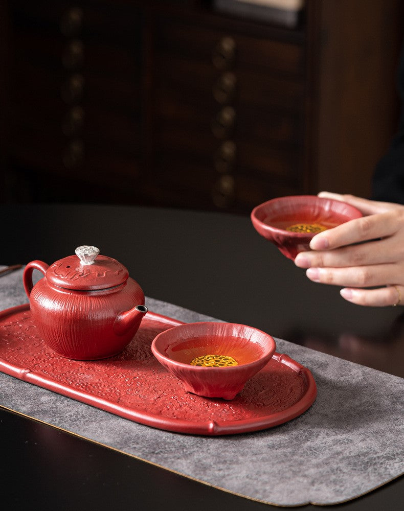 Lotus Bloom – Handcrafted Forbidden City red Porcelain Tea Cup