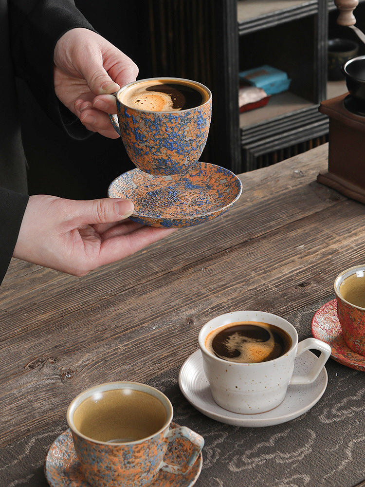 Aurora Speckles – Handcrafted Bubble-Glaze Ceramic Coffee Cup Set