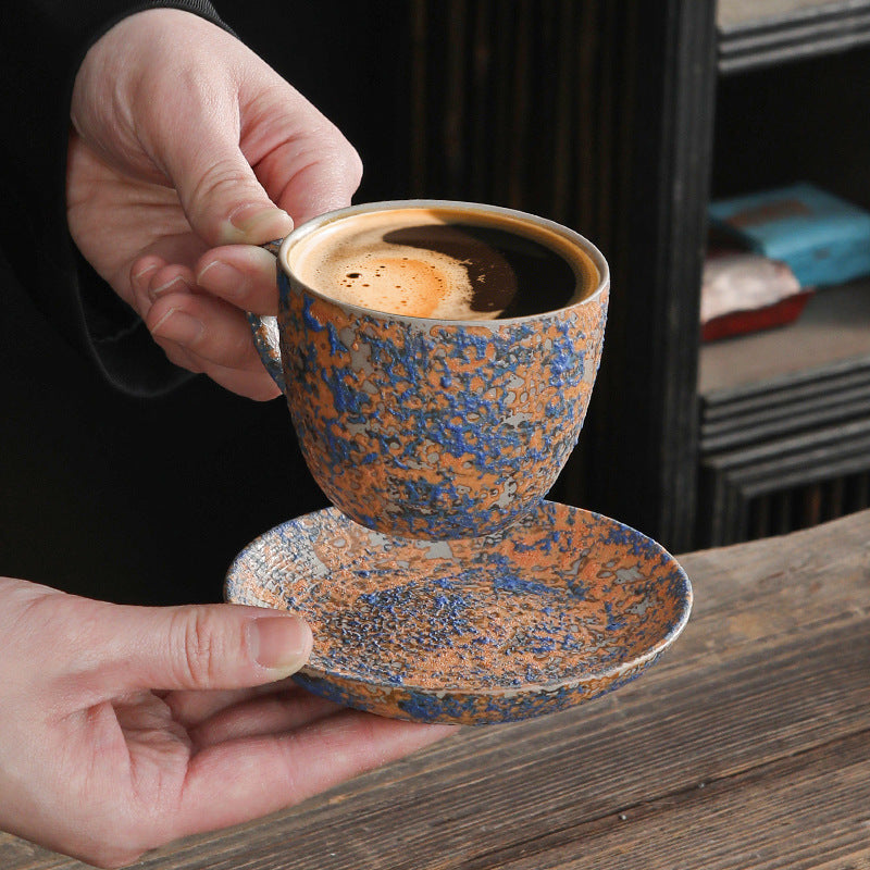 Aurora Speckles – Handcrafted Bubble-Glaze Ceramic Coffee Cup Set