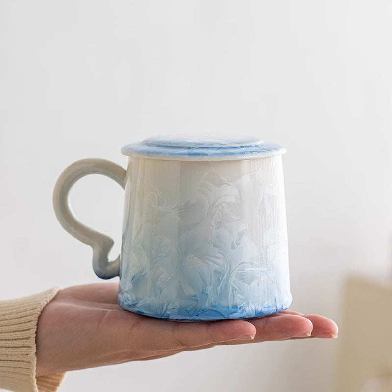 Crystal Bloom – Porcelain Glaze Coffee Mug, Artisan Made