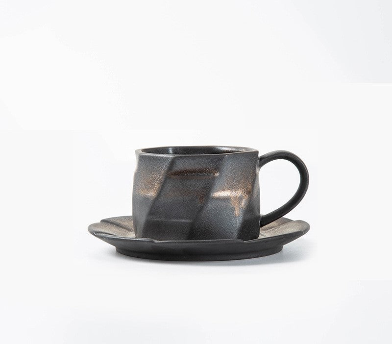 Earthen Traces – Handcrafted Rustic Ceramic Coffee Cup & Saucer Set
