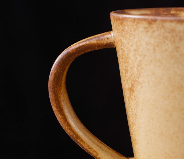 Amber Flow – Handcrafted Rustic Ceramic Coffee Cup & Saucer