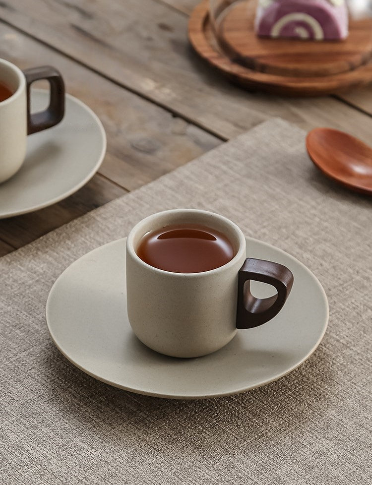 Earthen Stillness – Minimalist Ceramic Coffee Cup & Saucer Set