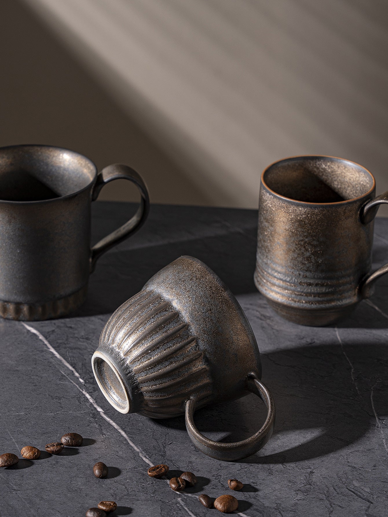 Rustic Iron Glow – Handcrafted Stoneware Wabi-Sabi Coffee Mug