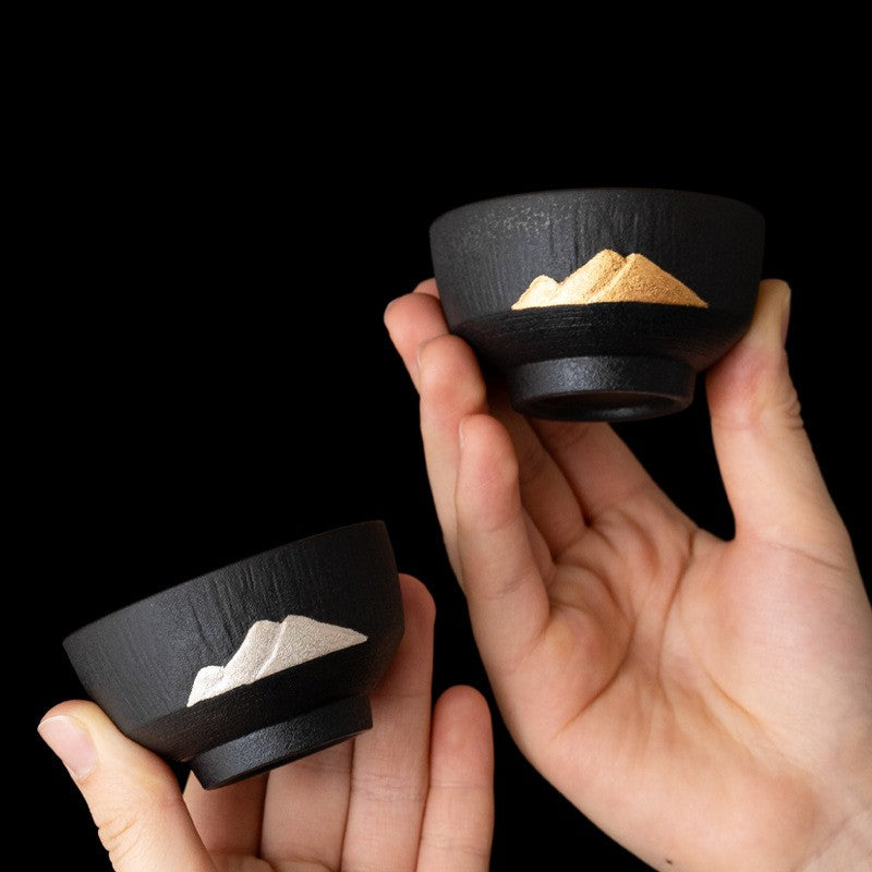 Golden And Silver Mountain — Handcrafted Porcelain Tea Cups Set