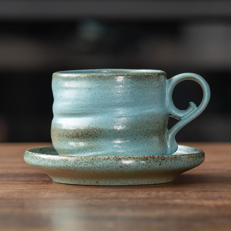 Kiln-Change Harmony – Handcrafted Porcelain Coffee Cup & Saucer Set