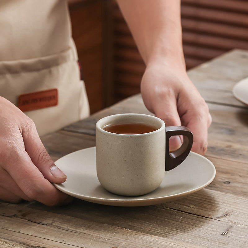Earthen Stillness – Minimalist Ceramic Coffee Cup & Saucer Set
