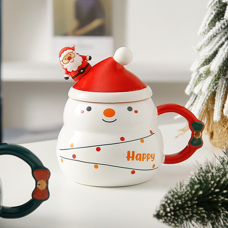 Holiday Cheer – Handcrafted Christmas Ceramic Mug with Lid & Spoon