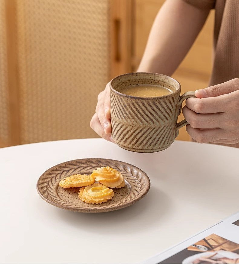 Rustic Harmony – Handcrafted Porcelain Coffee Cup & Saucer Set
