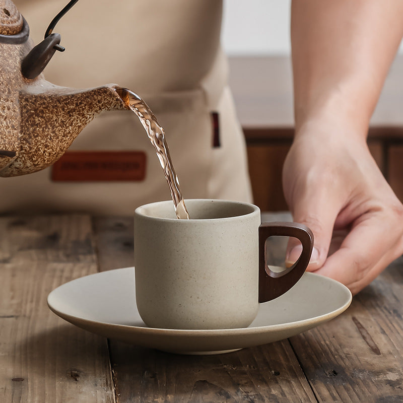 Earthen Stillness – Minimalist Ceramic Coffee Cup & Saucer Set