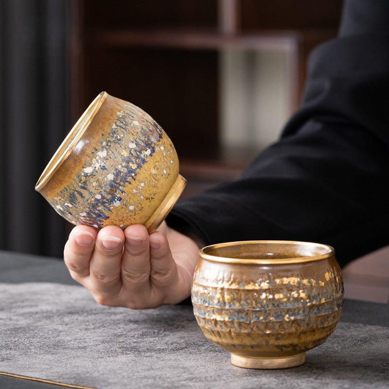 Eternal Union — Handmade Four-Color Kiln-Glazed Ceremony Tea Cup Gift Set