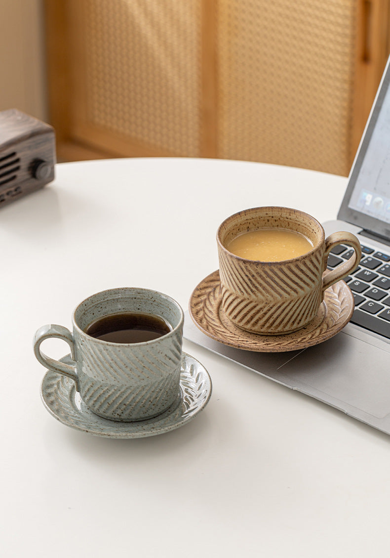 Rustic Harmony – Handcrafted Porcelain Coffee Cup & Saucer Set