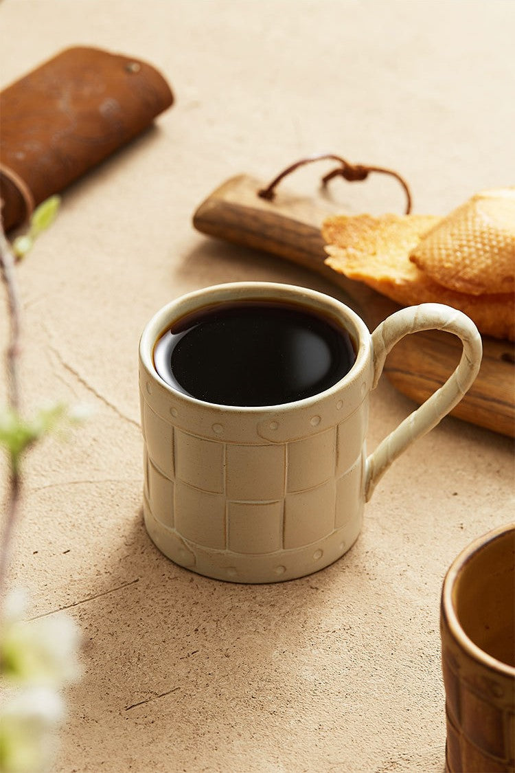Rustic Grid – Handmade Ceramic Coffee Mug