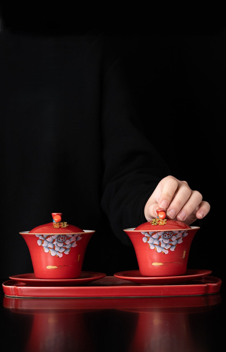 Centennial Harmony Teaware Set —  Double Happiness Wedding Porcelain Tea Ceremony Gift Collection