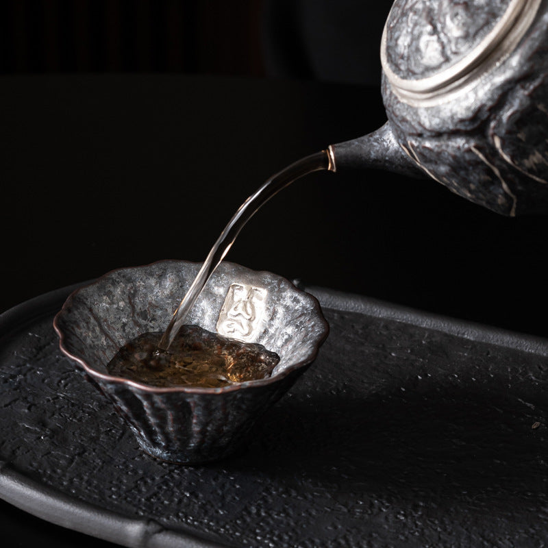 Dunhuang Reverie — Handcrafted Ceramic Tea Set with Silver Accents