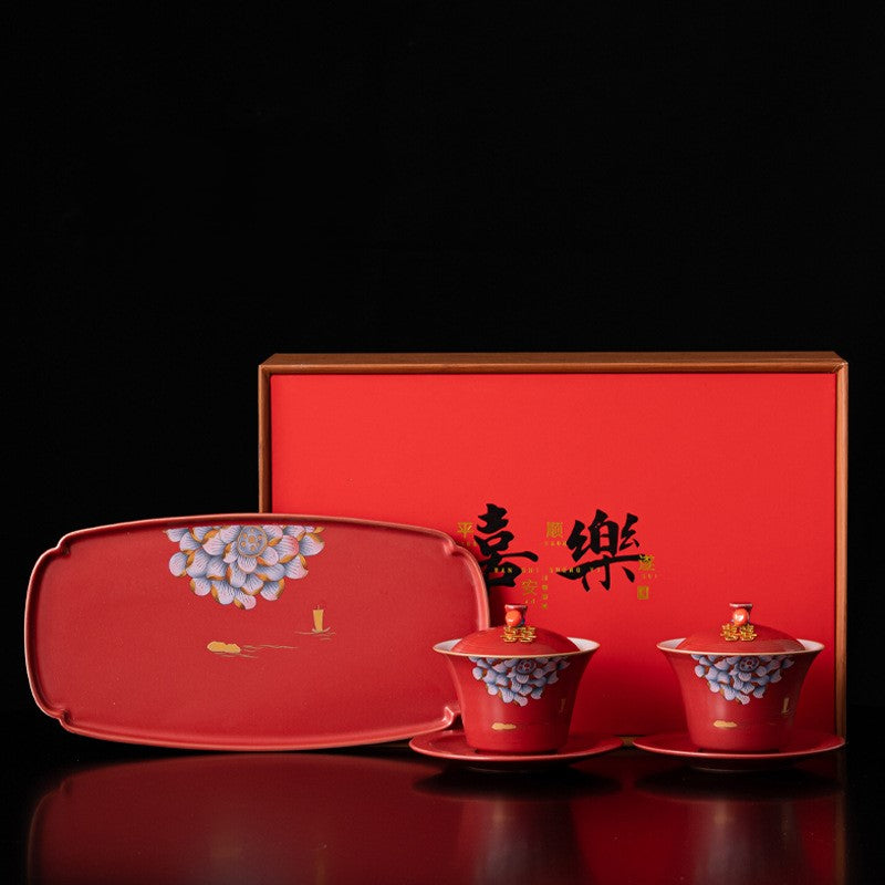 Centennial Harmony Teaware Set —  Double Happiness Wedding Porcelain Tea Ceremony Gift Collection